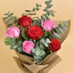 Beauty Bouquet: 3 Pink and 3 Red Roses