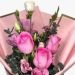 Blushing Elegance: Revival Roses with Lisianthus and Eucalyptus