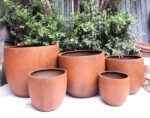 Round Poly Fiber Rust pot FP263