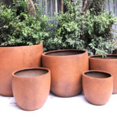 Round Poly Fiber Rust pot FP263