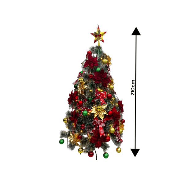 Artificial Christmas Tree with Red Ornaments, Christmas Balls & Lights