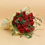 Mesmerizing Red Roses: A Bouquet of 20 - Stunning Red Roses with Green Ruscus and Eucalyptus Fillers