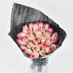 Divine Radiance: 35 Dual Shade Pink Roses Bouquet | Express Gratitude and Joy with Stunning Pink Roses