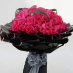 Dark Pink Elegance: Bouquet of 50 Roses