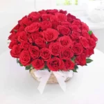 Radiant Elegance: 51 Red Roses in Basket | Stunning Floral Arrangement