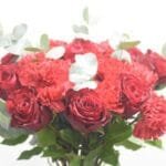 Red Promise: Classic Red Rose and Carnation Bouquet in Cylinder Vase