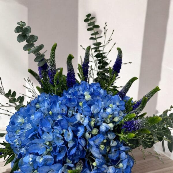 Fresh Hydrangea & Veronica Arrangement with Lemon Accents