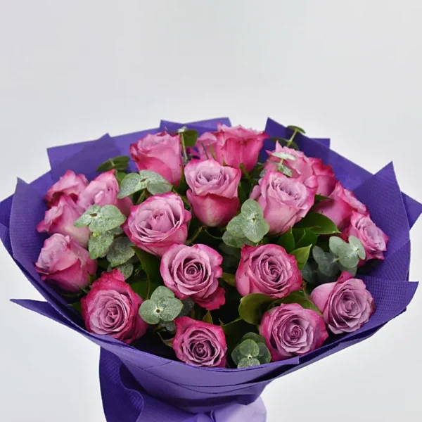 Eternal Beauty: Bouquet of 20 Purple Roses