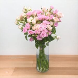 Lady Pink Delight: Mixed Spray Rose Pink in Cylinder Glass Vase | Classic Vase Arrangement