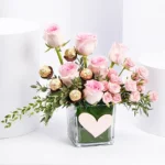 Gentle Pink Roses And Rochers | Sweet Indulgence Bouquet