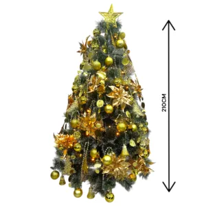 Artificial Christmas Tree with Gold Ornaments, Balls & Lights