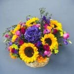 Radiant Sunshine Basket | Lush Sunflowers, Hydrangeas & Roses Arrangement