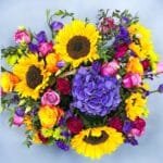 Radiant Sunshine Basket | Lush Sunflowers, Hydrangeas & Roses Arrangement