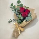 Timeless Romance: Red Roses and Eucalyptus Bouquet