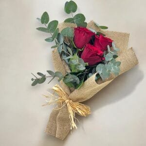 Timeless Romance: Red Roses and Eucalyptus Bouquet