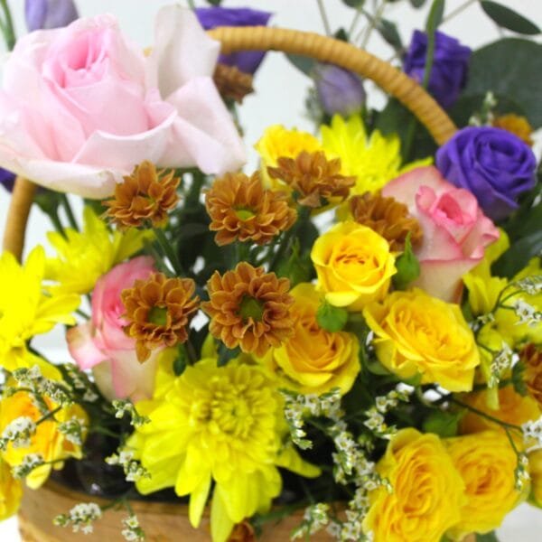 Vibrant Floral Symphony in a Native Basket