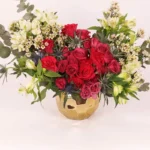 Jungle Mania in Gold: Vibrant Display in Premium Golden Ceramic Glass Vase