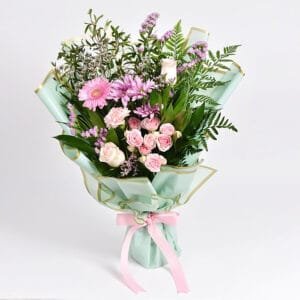Pastel Pink and Greens: Elegance in Every Petal Bouquet