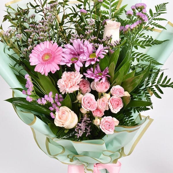 Pastel Pink and Greens: Elegance in Every Petal Bouquet
