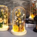 Flower Night Light Sunflower with Fairy Lights in Glass: Enchanting Glass Night Light with Sunflower Design | Magical Illumination