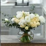 Spray Roses with White Lisianthus in Fish Bowl