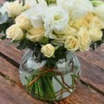 Spray Roses with White Lisianthus in Fish Bowl