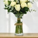 Vase Of Elegant 12 White Roses