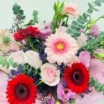 Charming Pink Rose & Gerbera Bouquet with Lisianthus and Eucalyptus