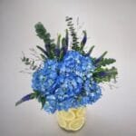 Fresh Hydrangea & Veronica Arrangement with Lemon Accents