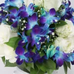 Wishes to Gentleman: White Roses and Blue Orchids Arrangement